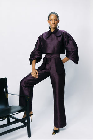 APLIQUE TROUSER - PRUNE
