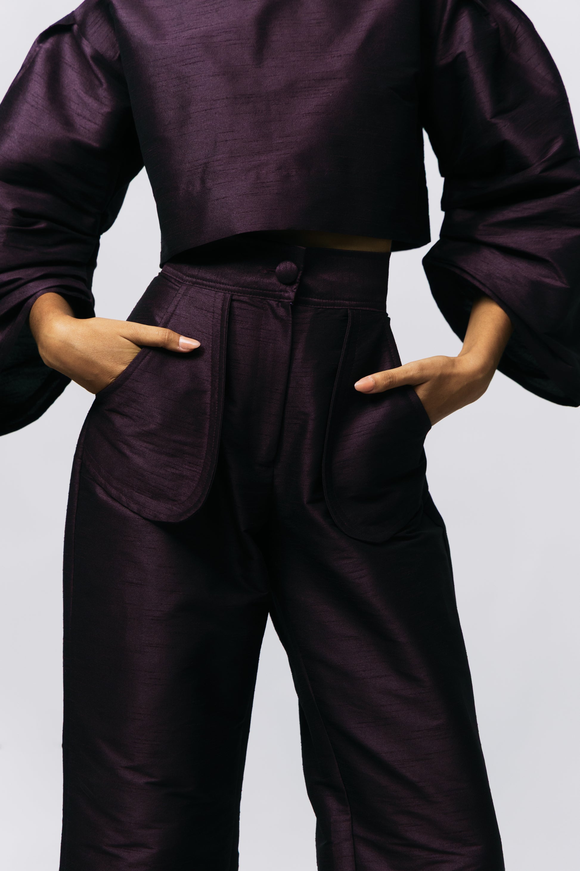 APLIQUE TROUSER - PRUNE
