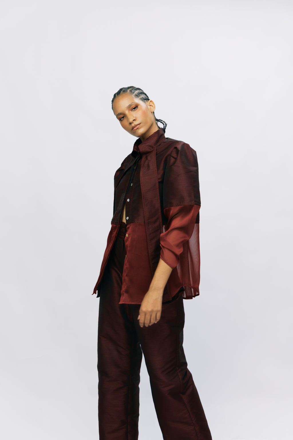 APLIQUE TROUSER - MERLOT