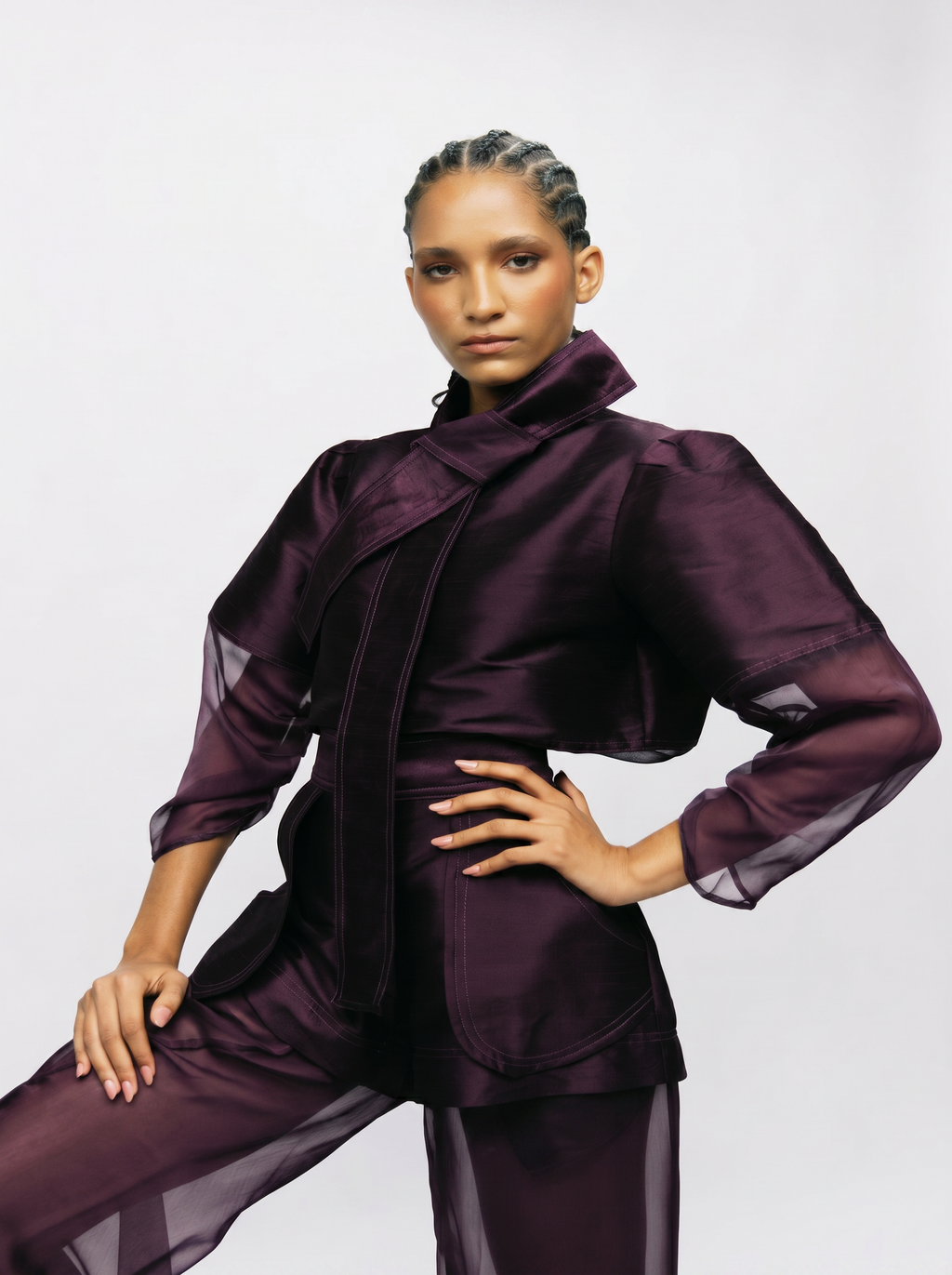 APLIQUE TROUSER DUO - PRUNE