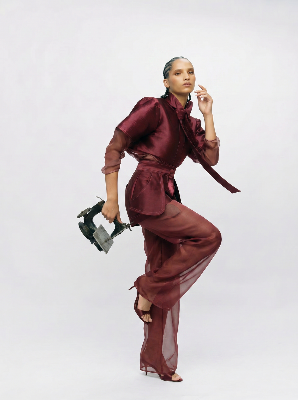 APLIQUE TROUSER DUO - MERLOT