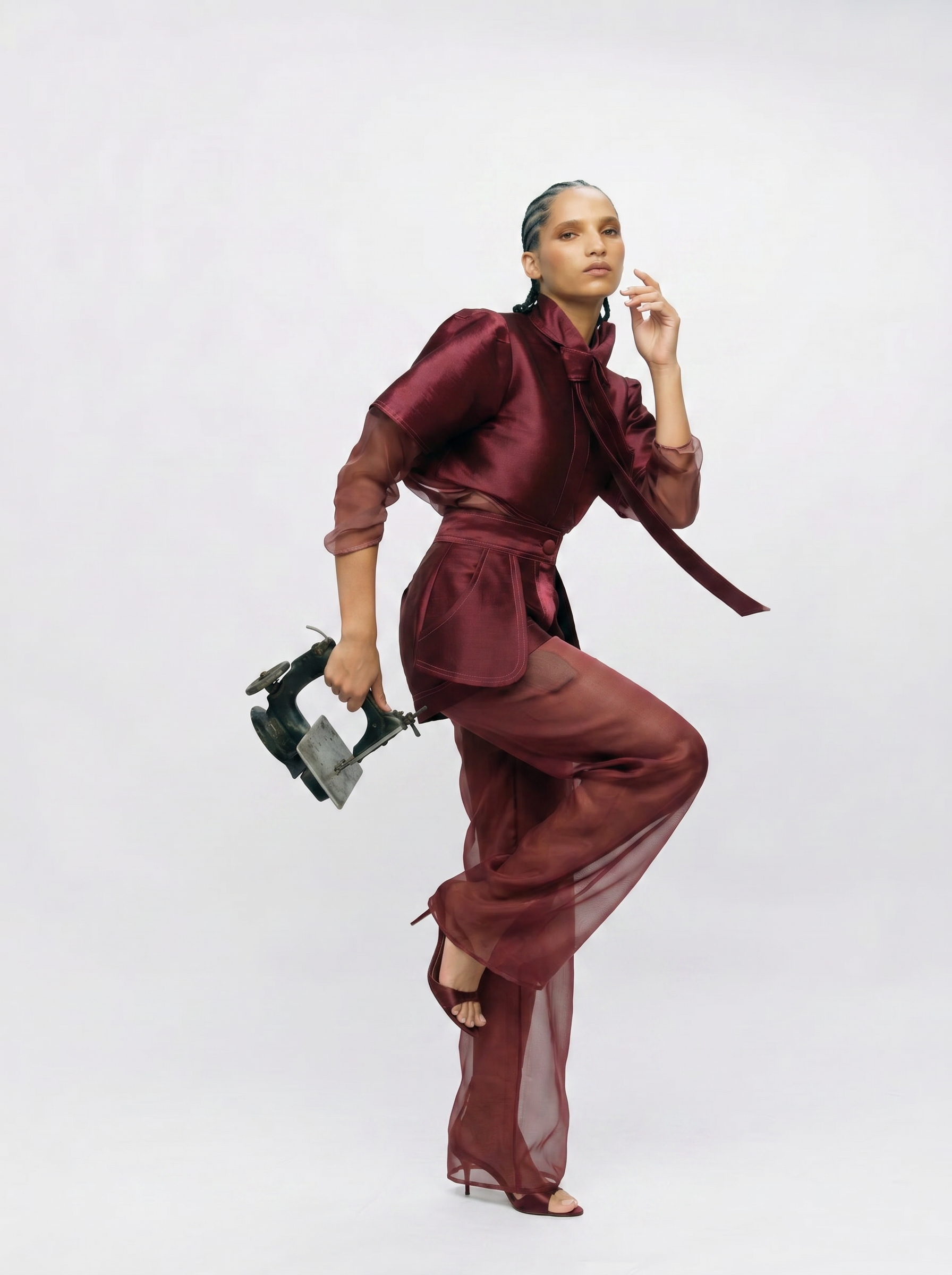 APLIQUE TROUSER DUO - MERLOT