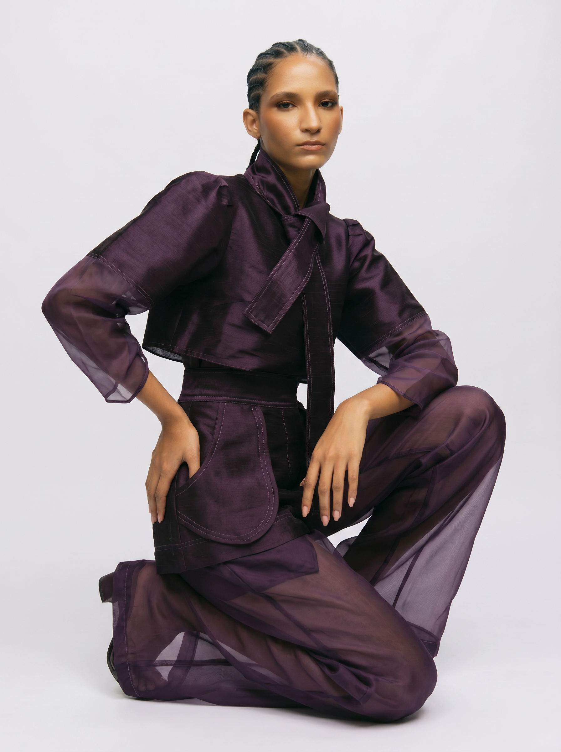 APLIQUE TROUSER DUO - PRUNE